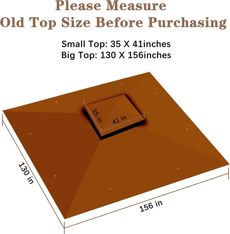 SCOCANOPY Replacement Gazebo Canopy for 10 x 12 Regency II Patio Gazebo Model L-GZ798PST,A101004104,A101004105,(Rust Red) - Image 4